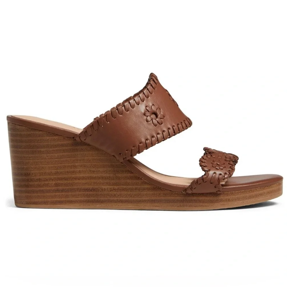 Jack Rogers Caroline Leather Wedge Sandals‎ Size 9.5M